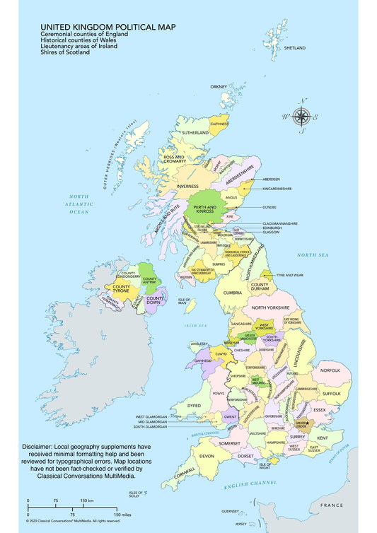 Classical Conversations - Political UK Map Blank & Political UK Map Answers