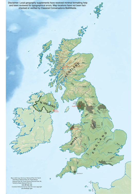 Classical Conversations - Physical UK Map & Physical UK Map Blank
