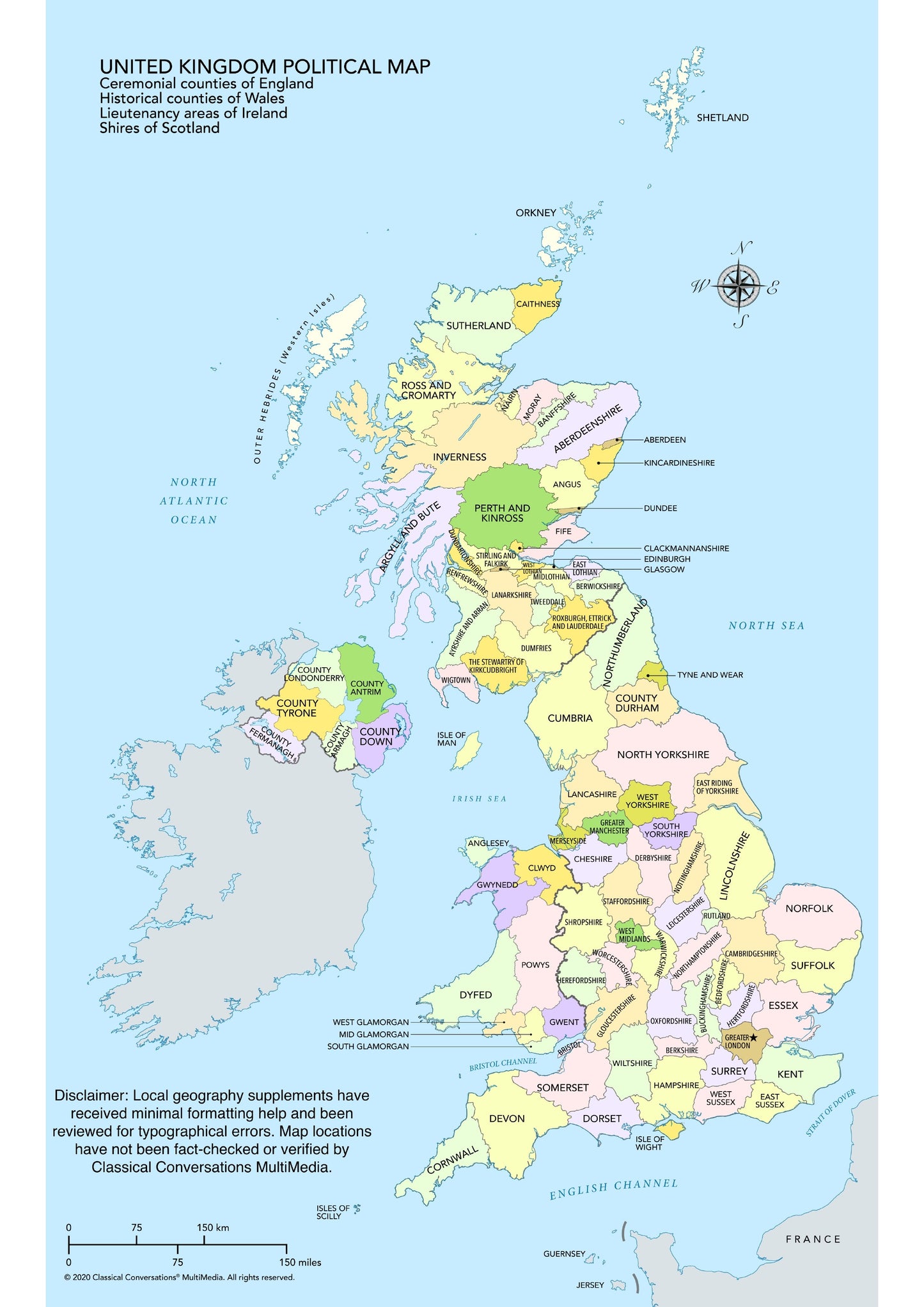 Classical Conversations - Political UK Map Blank & Political UK Map Answers