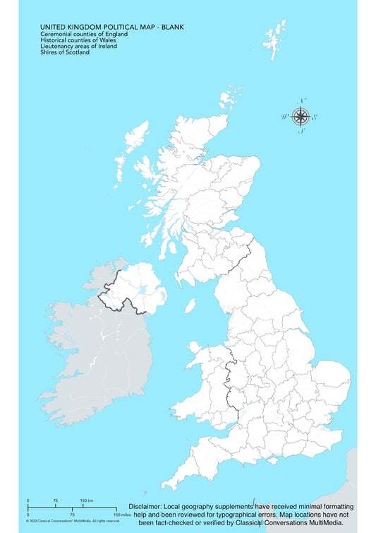 Classical Conversations - Physical UK Map Blank & Political UK Map Blank