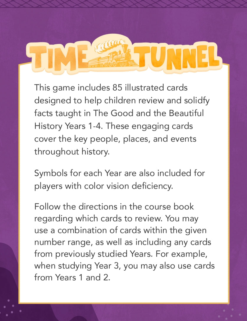 The Good and the Beautiful - History - Years 1-4 Time Tunnel Review Cards - PDF MUST BE PURCHASED FROM TGATB